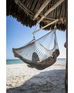 Mexican net hanging chair natural white cotton by MacaMex MA-10010 color natur / beige