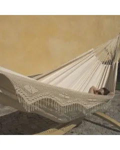 Brasil Comfort Premium Nature Macrame - Double Hammock by MacaMex MA-01070 color natur / beige