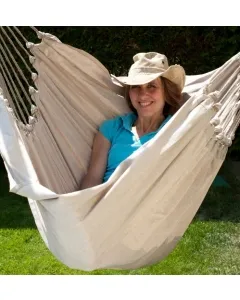Cayo grande nature - hanging chair from South America natural white cotton by MacaMex MA-11100 color natur / beige